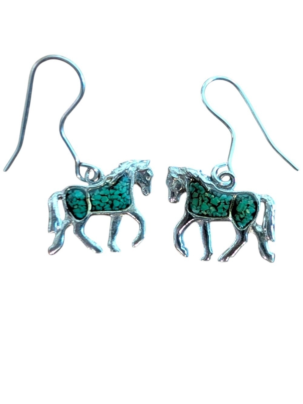 Turquoise Horse Dangle Earrings - Sterling Silver